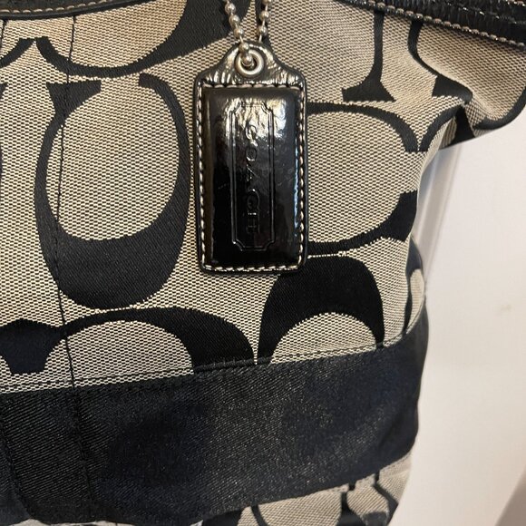 Coach Signature Black Canvas and Grey canvas bag Great shape! F13548 - Picture 2 of 6